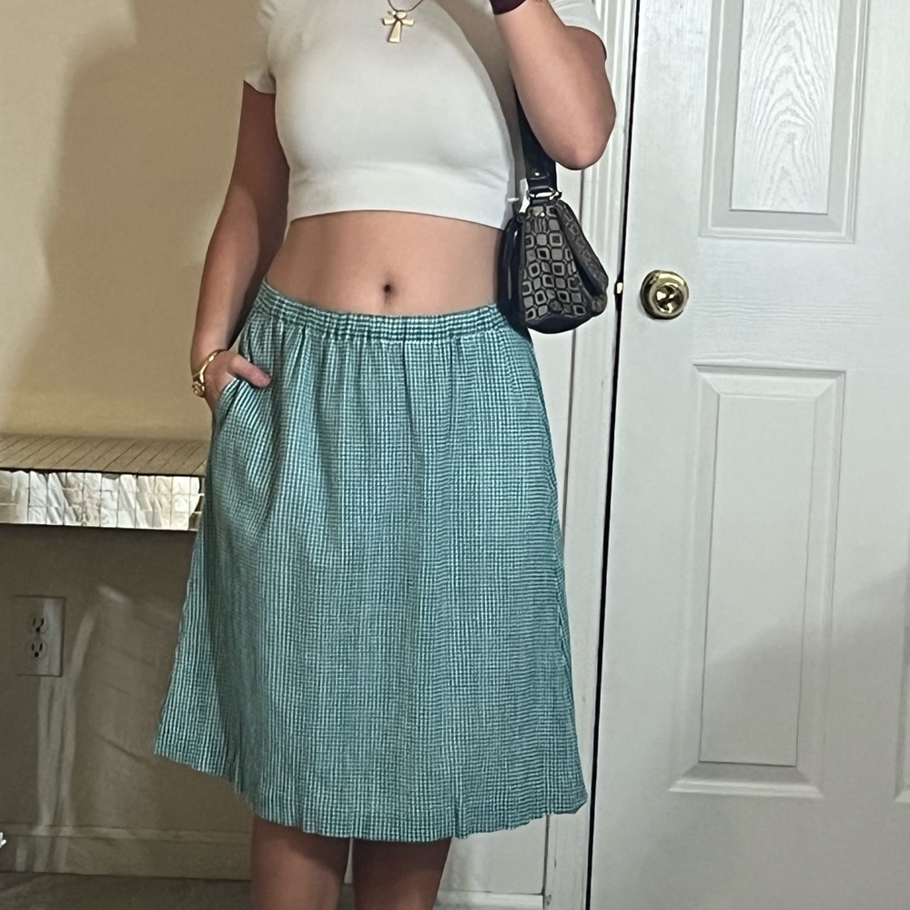 J. Crew Plaid Skirt - Green & White Skirt